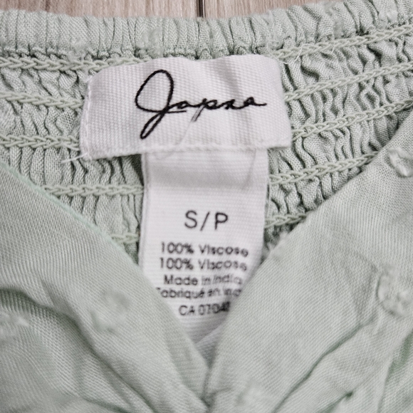 Japna Mint Green Smocked Peplum Top - Size Small - Picture 4 of 4